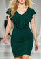 Elchic Emerald Ruffle Bodycon V Neck Mini Dress