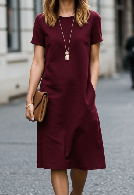 Elchic Maroon Casual A-line Women Dress