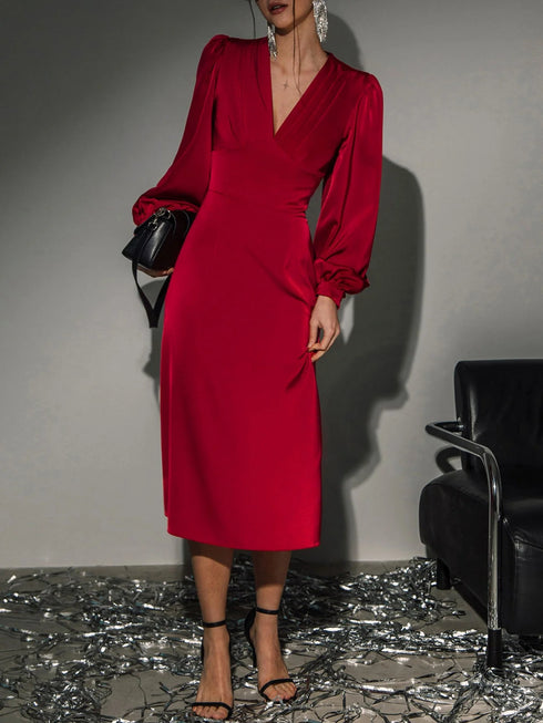 Elchic Elegant Fall Satin Regular Midi Dress