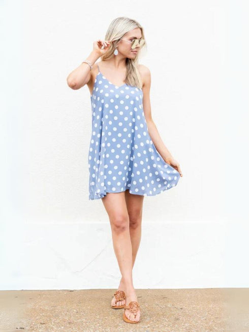 Elchic Polka Dot Blue and White Mini Dress