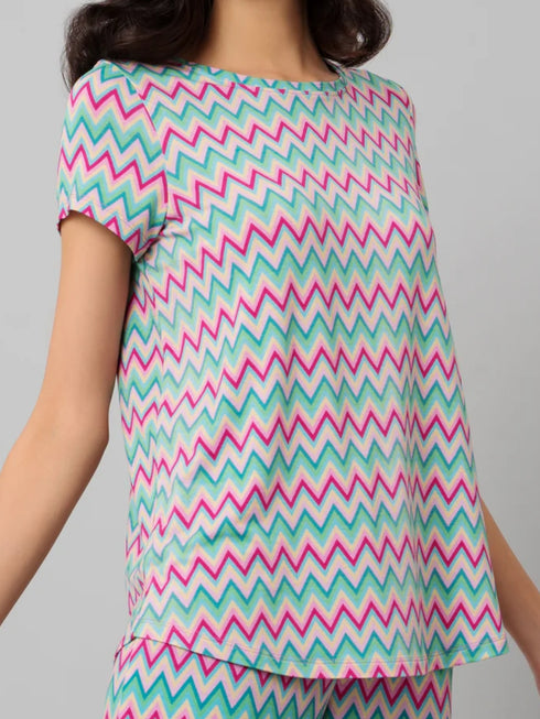 Alpine Peaks Stripe Top & Pajama Night Suit