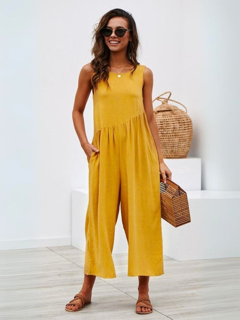 Comfort Loose Open Back Sleeveless Jumpsuit