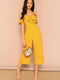 Flounce and Flair: High Waist Yellow Party Jumpsuit