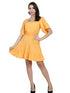 Cut-out Orange Flared Dress