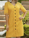 Solid yellow Buttoned Knee length Dress