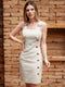 Wide-shoulder straps off-white Dress