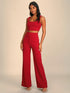 Electric Red Two-piece Wide-Leg Co-ord Set