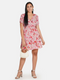 Pink Floral Print Fit & Flare Dress