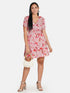 Pink Floral Print Fit & Flare Dress
