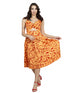 Orange & Yellow Abstract Printed Cut-out Dress