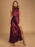 Elchic Classic Elegance Wine Satin Maxi Dress