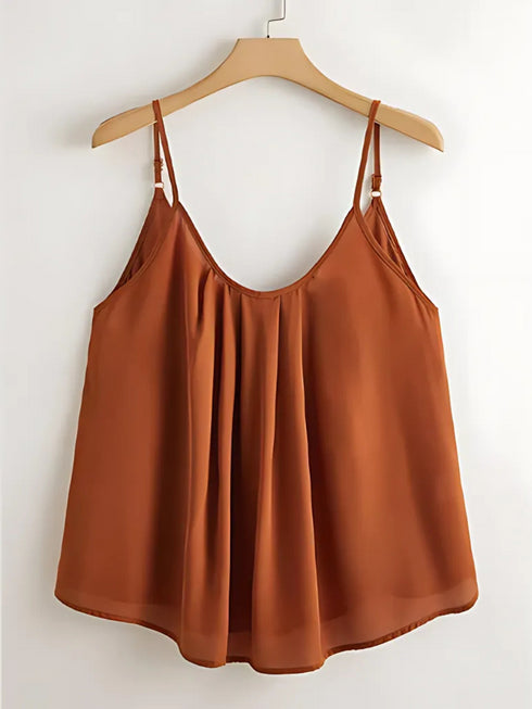 Brown Solid Tank Top