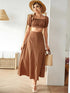 Elchic Ruched Crop Top and Long Skirt Cotton Set