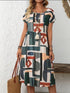 Elchic Geometric Print Round Neck Casual Dress