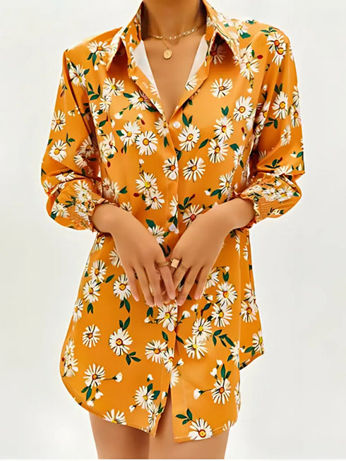 Elchic Floral print Shirt Collar Top