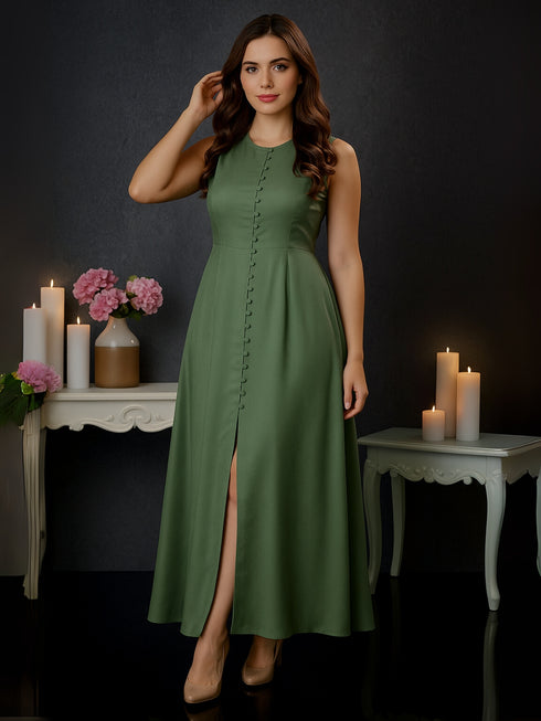Elchic Solid Trendy Stylish Long Maxi Frock Dress