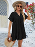 Elchic Ruffle Hem V- Neck Casual Dress