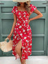 Elchic Red Floral Printed Buttoned Midi Dress