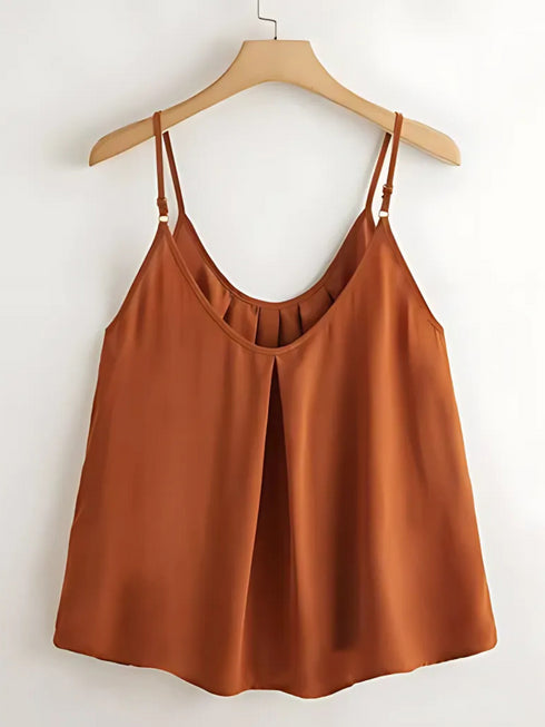 Brown Solid Tank Top