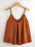 Brown Solid Tank Top