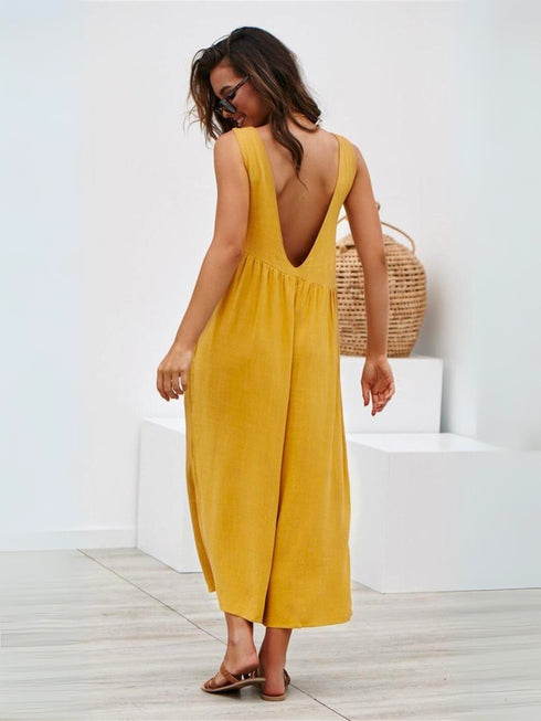 Comfort Loose Open Back Sleeveless Jumpsuit