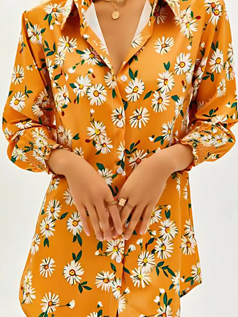 Elchic Floral print Shirt Collar Top