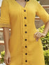 Solid yellow Buttoned Knee length Dress
