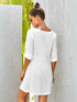 White V-neck Button Down Dress