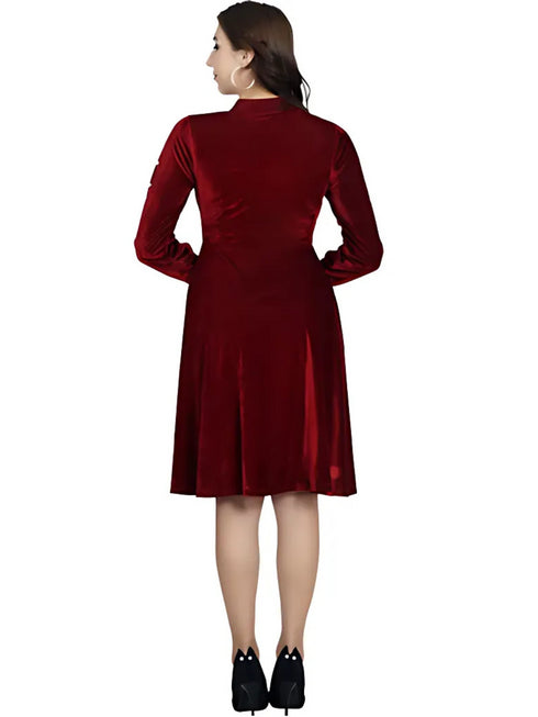 Red Velvet Fit & flared Chic Dress