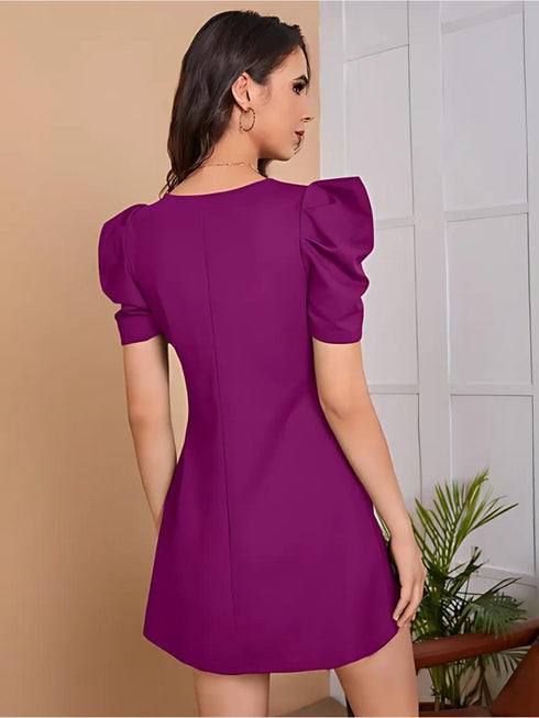 Elchic Puff Sleeves Summer Casuals Mini Dress