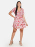 Pink Floral Print Fit & Flare Dress