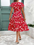 Elchic Red Floral Printed Buttoned Midi Dress