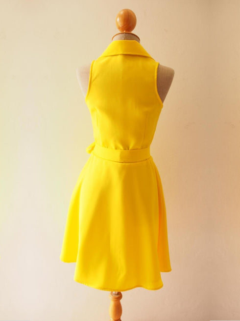 Yellow Solid Casual Dress