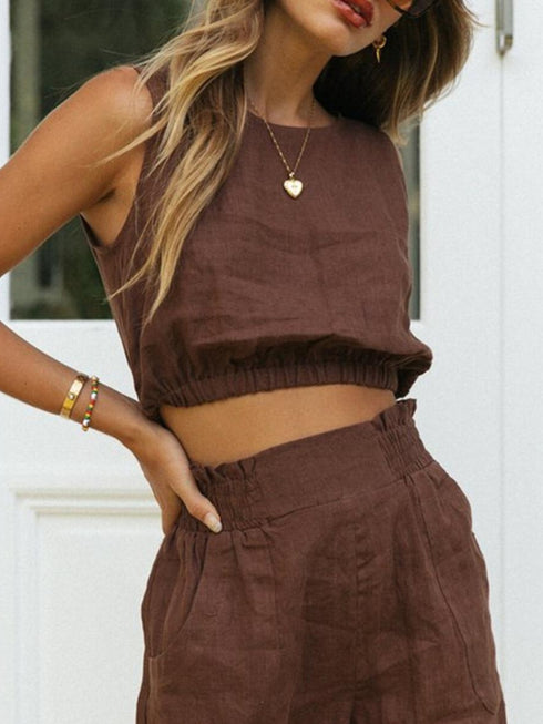 Elchic Round Neck and Smock Waist Set