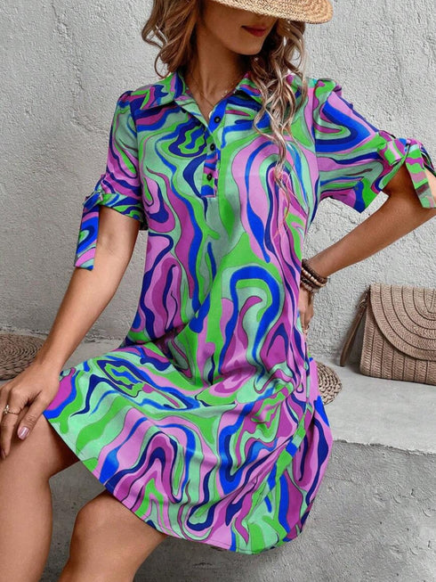 Elchic Multiprint Casual Collar Mini Dress