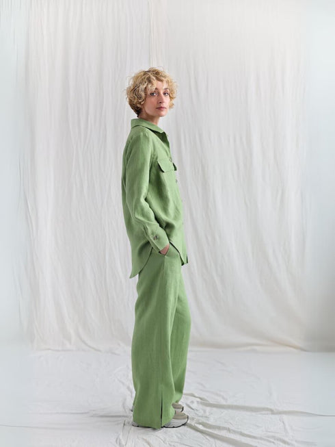 Serenity Green Oversized Shirt and Comfy Pants Co-ord Set
