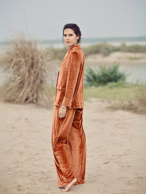 Velvet Classy Versatile Suit with Blazer and Pants