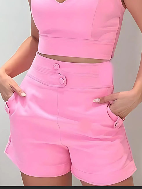 Flirty Pink Ruffled Top and Shorts Co-ord Set