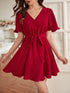 Elchic Flounce Sleeve Casual Charm Belted Dress