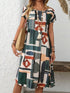 Elchic Geometric Print Round Neck Casual Dress