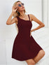 Crimson Chic: Flared Hem Asymmetric Dress in Burgundy