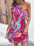 Dress to Impress: Allover Print One-Shoulder Colorful Chic Delight