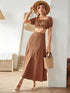 Elchic Ruched Crop Top and Long Skirt Cotton Set