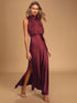 Elchic Classic Elegance Wine Satin Maxi Dress