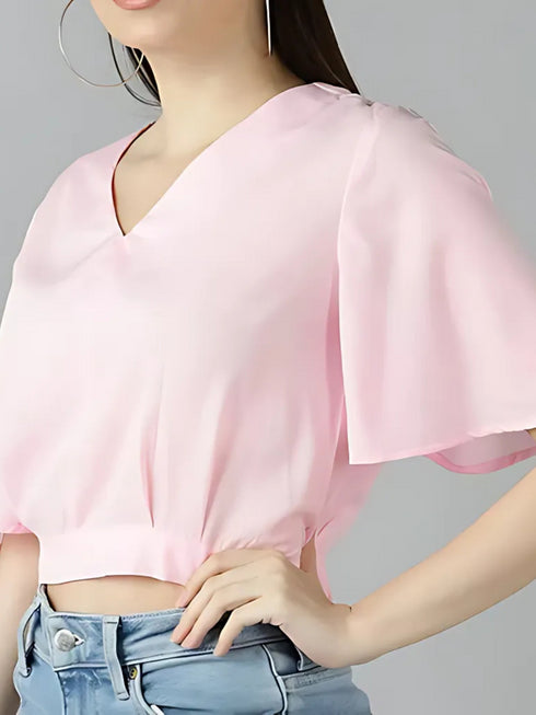 Elchic Pink Solid Crop Top