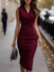 Elchic Women's Elegant Sleeveless V Neck Bodycon Dress