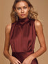 Elchic Classic Elegance Wine Satin Maxi Dress