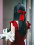 Red Solid Ruffled Dress
