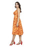 Orange & Yellow Abstract Printed Cut-out Dress