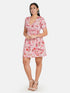 Pink Floral Print Fit & Flare Dress